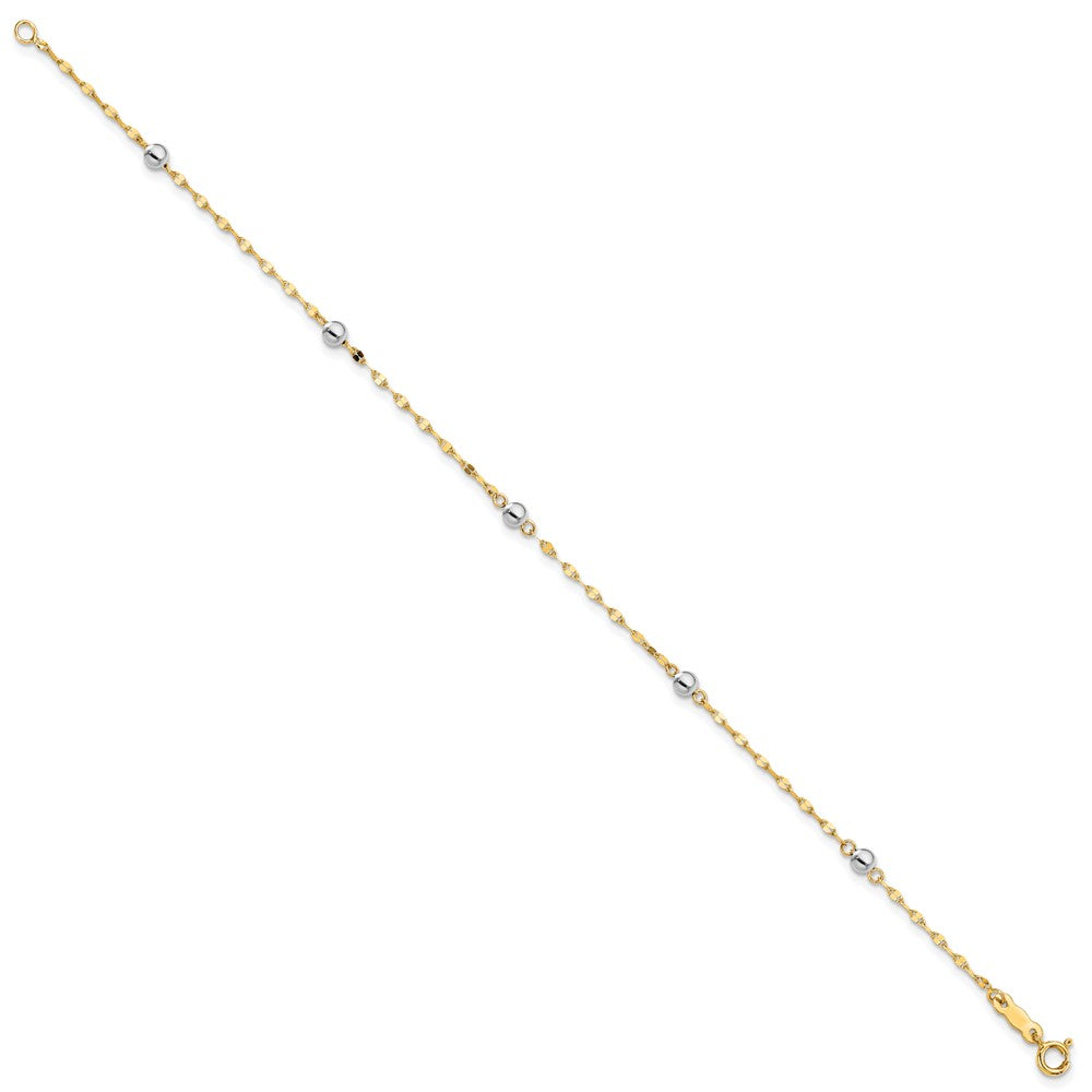 7.25 Zoll 14K Bicolor Poliert Perle Armband