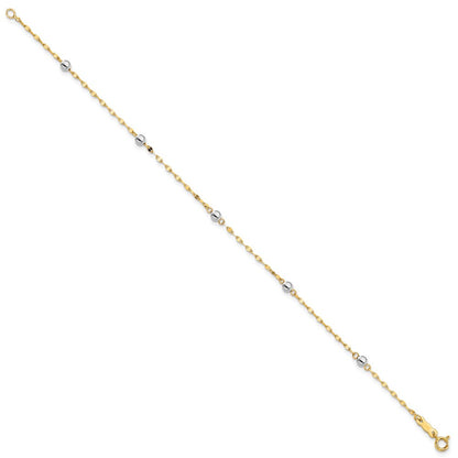 7.25 Zoll 14K Bicolor Poliert Perle Armband