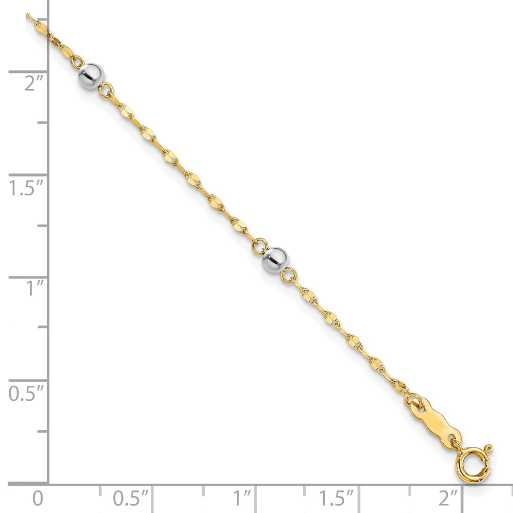 7.25 Zoll 14K Bicolor Poliert Perle Armband