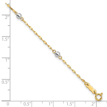 7.25 Zoll 14K Bicolor Poliert Perle Armband