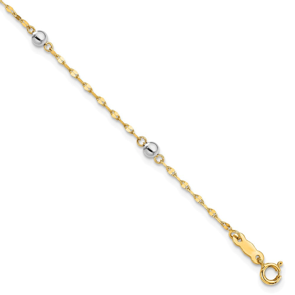 7.25 Zoll 14K Bicolor Poliert Perle Armband
