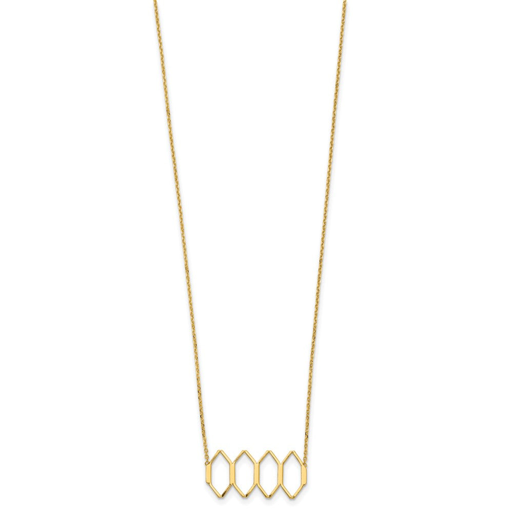 14K Gelbgold Poliert Fantasie Shapes mit 2 in Verlängerung. Halskette