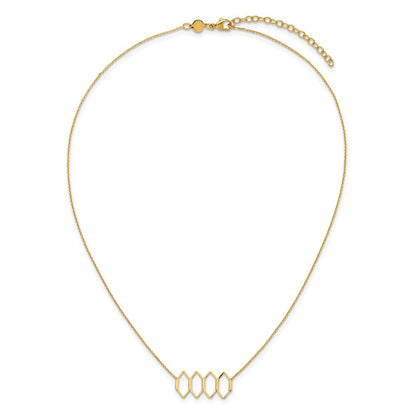 14K Gelbgold Poliert Fantasie Shapes mit 2 in Verlängerung. Halskette
