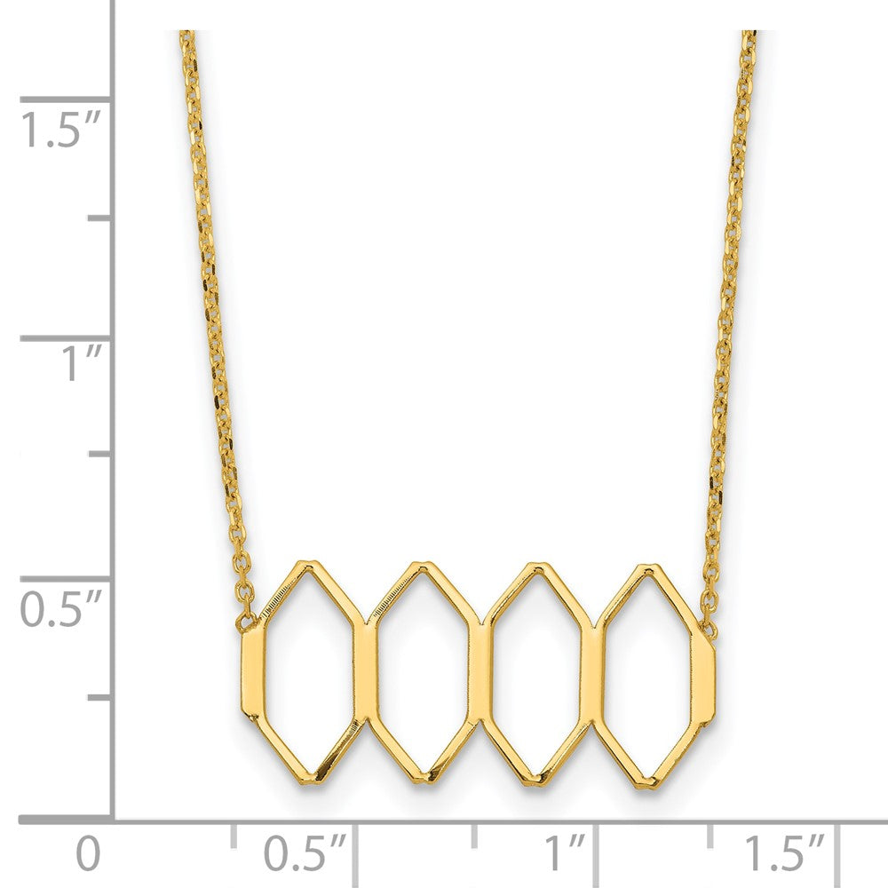 14K Gelbgold Poliert Fantasie Shapes mit 2 in Verlängerung. Halskette
