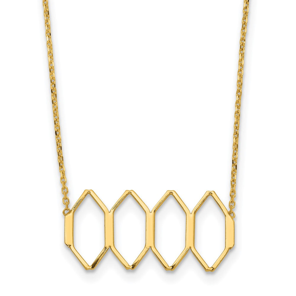 14K Gelbgold Poliert Fantasie Shapes mit 2 in Verlängerung. Halskette