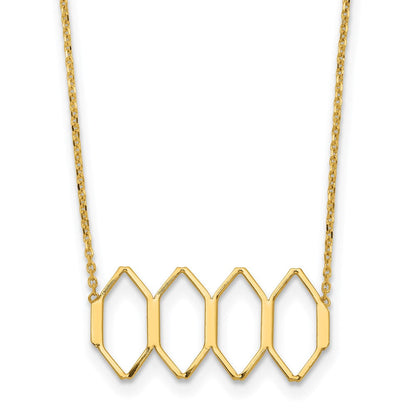 14K Gelbgold Poliert Fantasie Shapes mit 2 in Verlängerung. Halskette