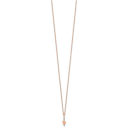 14K Roségold Poliert Zirkonia Herz mit 1.25 in Verlängerung Halskette