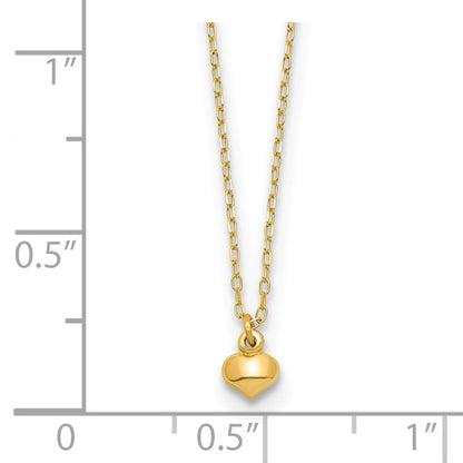 14K Gelbgold Poliert Gewölbt Herz 16.5 Zoll Halskette
