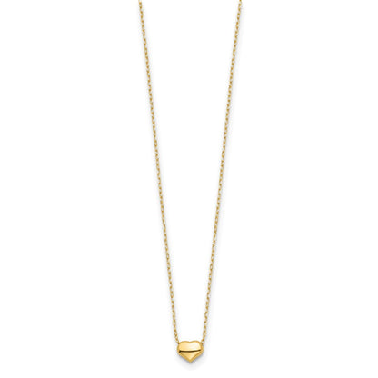 14K Gelbgold Poliert Herz 16.5 Zoll Halskette