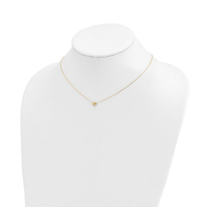 14K Gelbgold Poliert Herz 16.5 Zoll Halskette