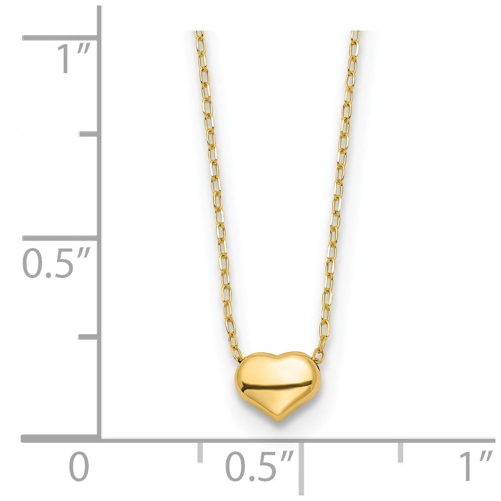 14K Gelbgold Poliert Herz 16.5 Zoll Halskette