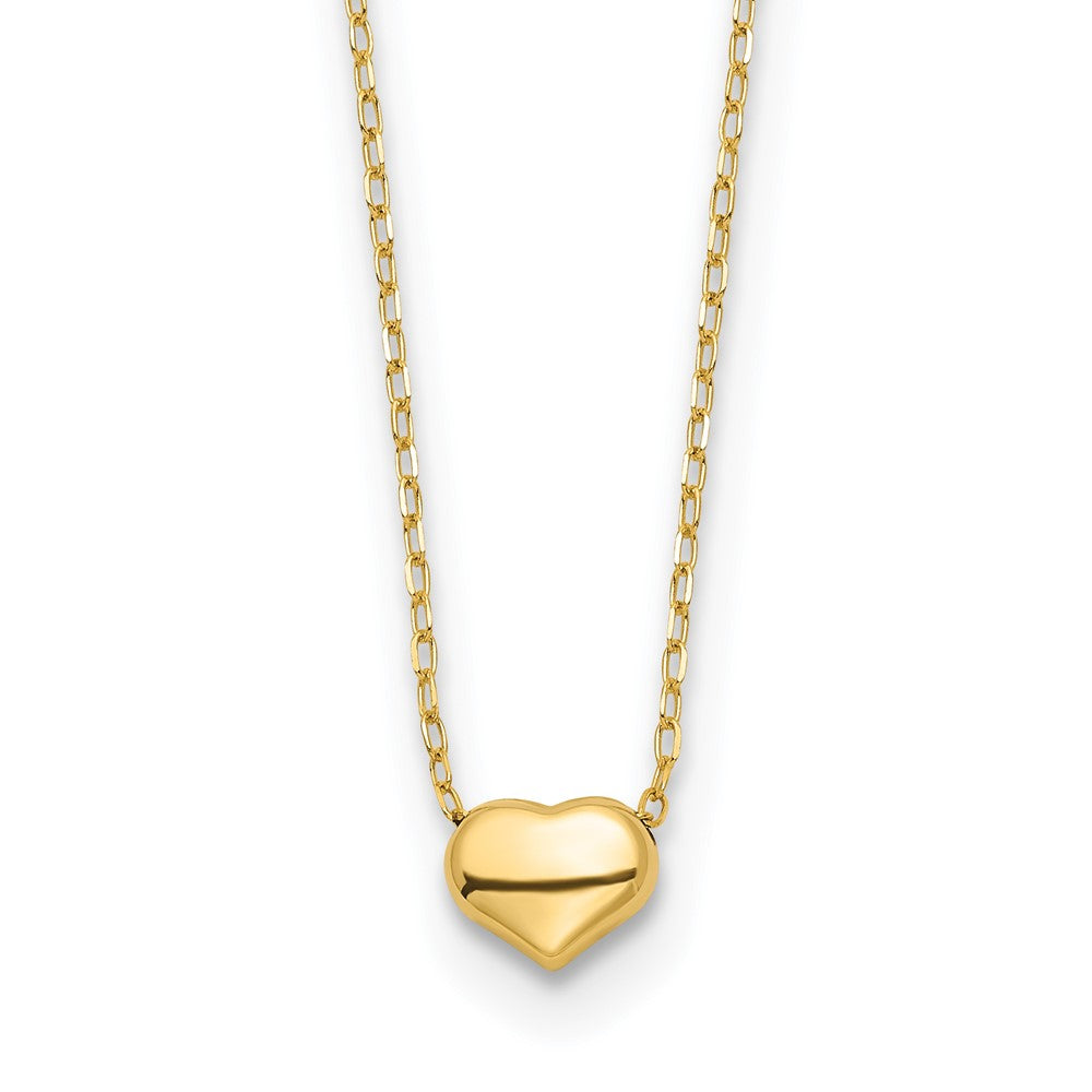 14K Gelbgold Poliert Herz 16.5 Zoll Halskette