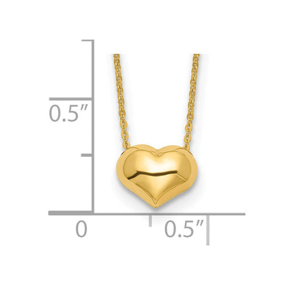 14K Gelbgold Poliert Gewölbt Herz 16.5 Zoll Halskette