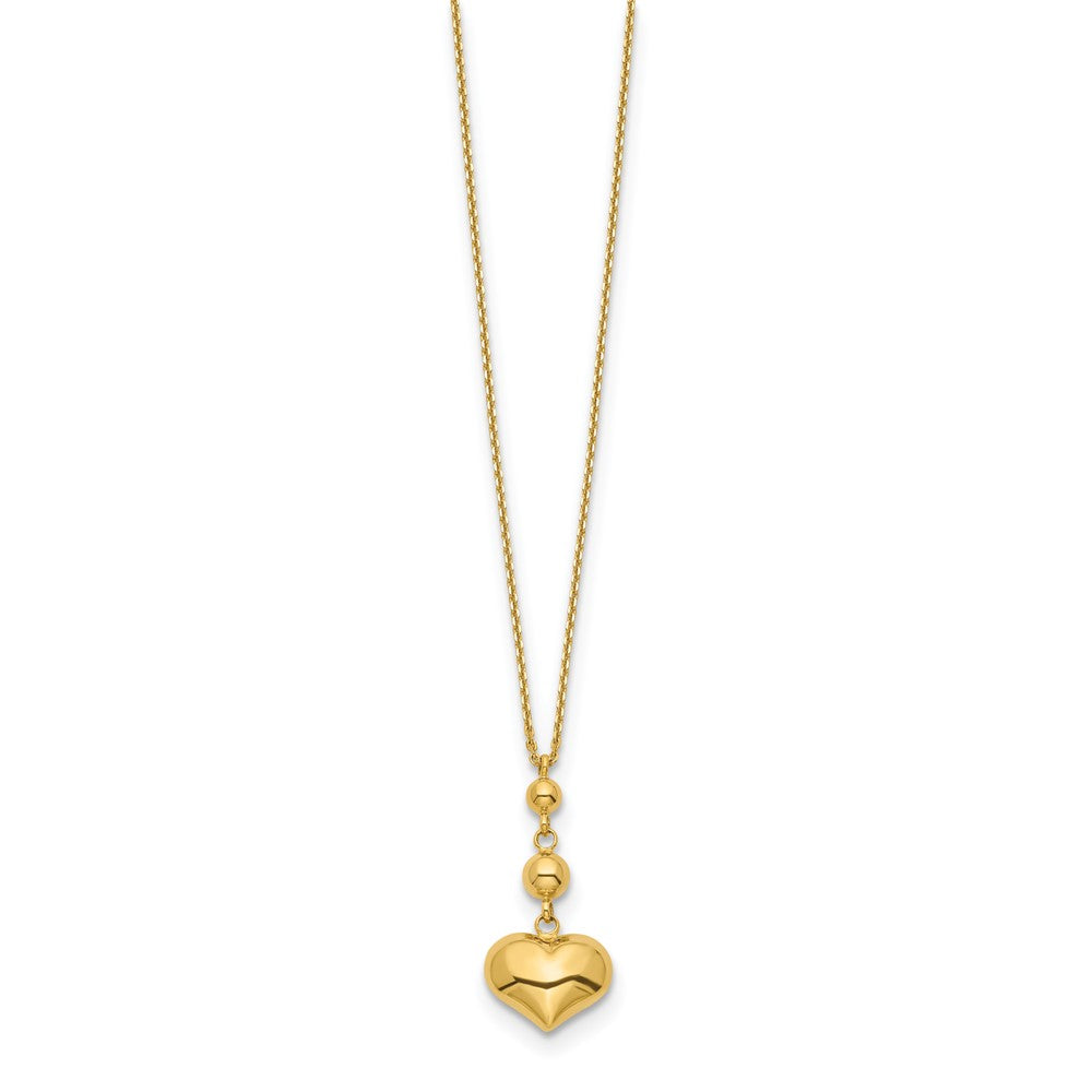 14K Gelbgold Herz mit Perle mit 2 in Verlängerung Halskette