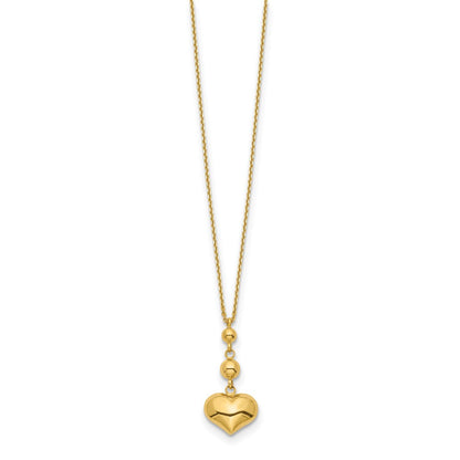 14K Gelbgold Herz mit Perle mit 2 in Verlängerung Halskette