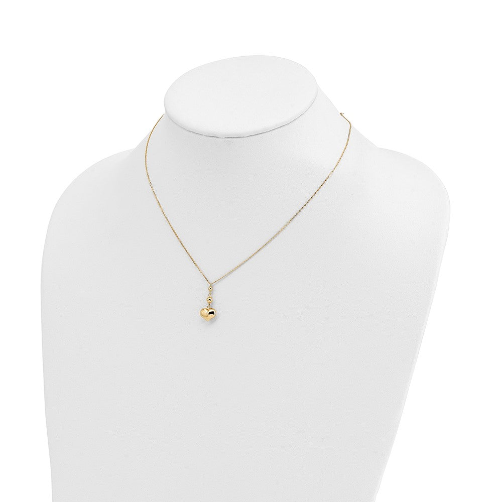 14K Gelbgold Herz mit Perle mit 2 in Verlängerung Halskette