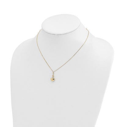 14K Gelbgold Herz mit Perle mit 2 in Verlängerung Halskette
