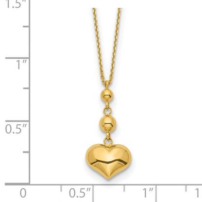 14K Gelbgold Herz mit Perle mit 2 in Verlängerung Halskette
