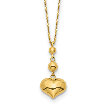 14K Gelbgold Herz mit Perle mit 2 in Verlängerung Halskette