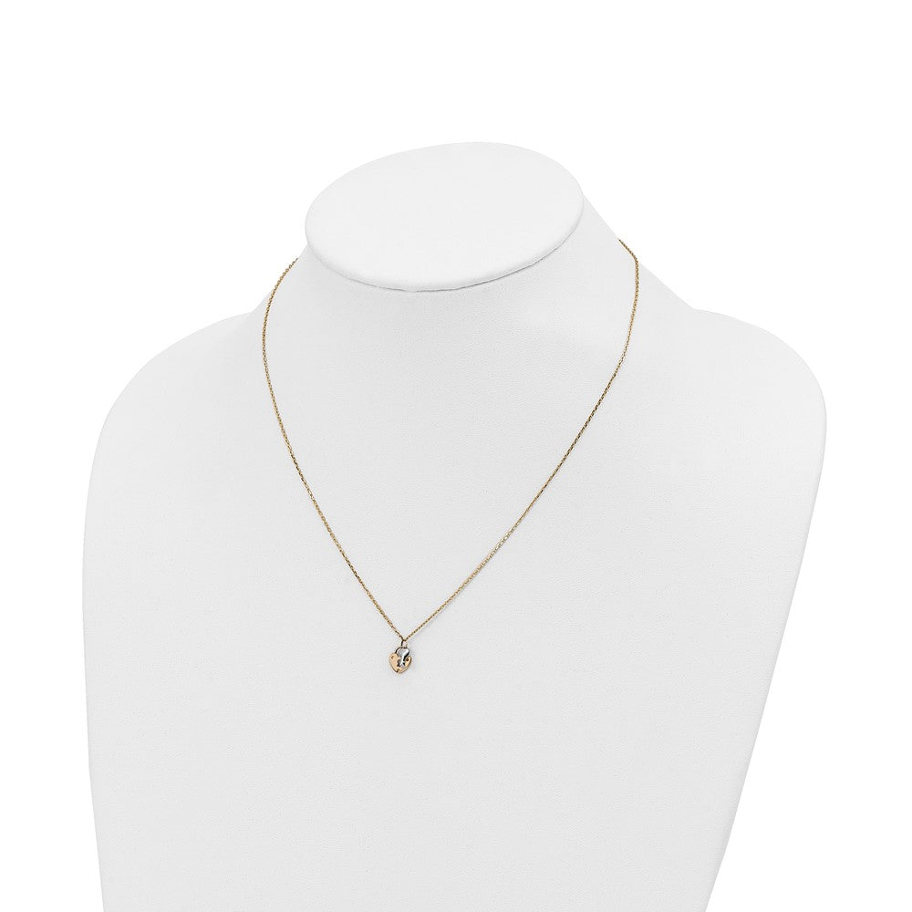14K Bicolor Herz Schloss und Key Halskette