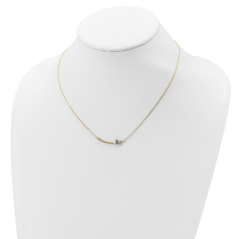 14K Bicolor Herz Stab 18 Zoll Halskette