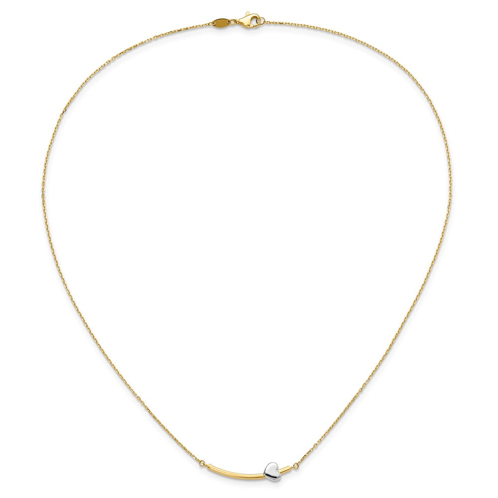 14K Bicolor Herz Stab 18 Zoll Halskette