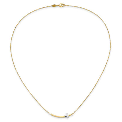 14K Bicolor Herz Stab 18 Zoll Halskette