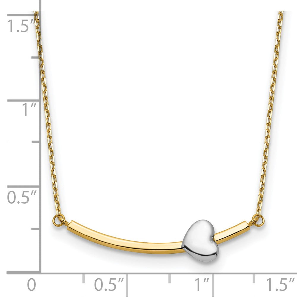14K Bicolor Herz Stab 18 Zoll Halskette
