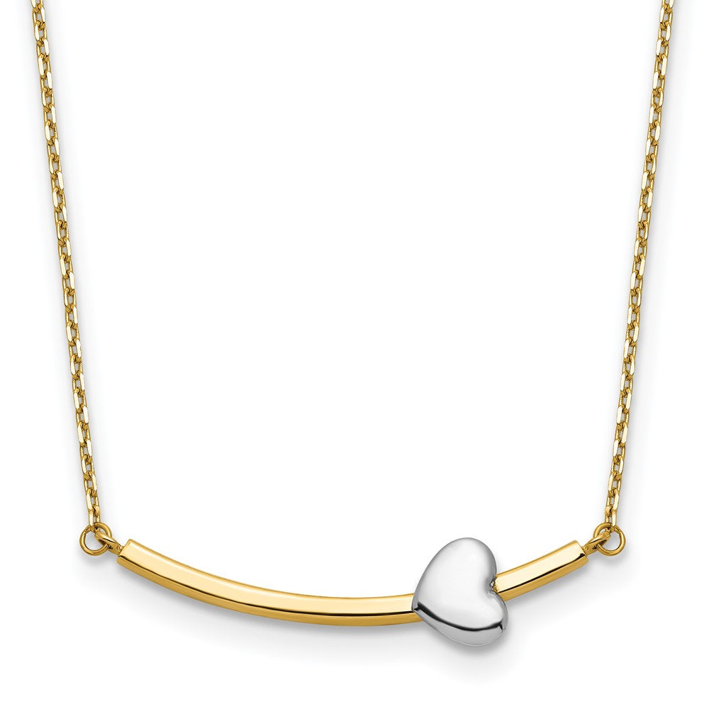 14K Bicolor Herz Stab 18 Zoll Halskette