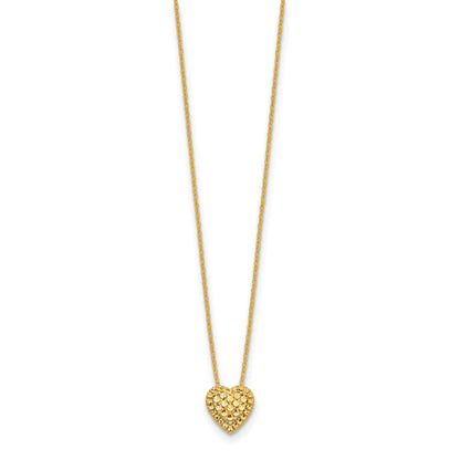 14K Gelbgold Diamantiert Herz Anhänger Halskette