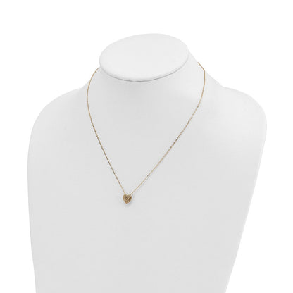 14K Gelbgold Diamantiert Herz Anhänger Halskette