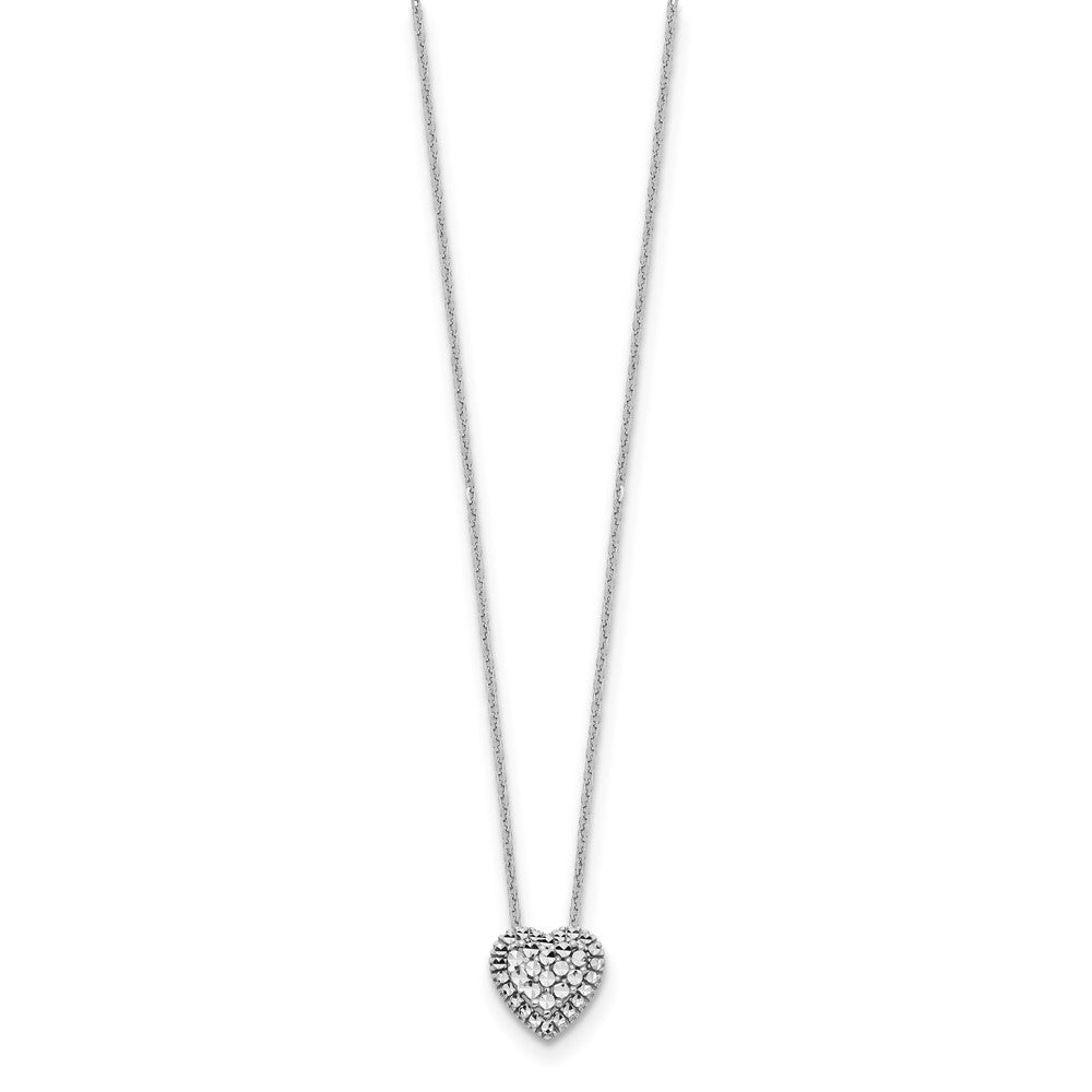 14K Weißgold Diamantiert Herz Anhänger Halskette