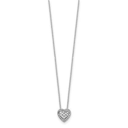 14K Weißgold Diamantiert Herz Anhänger Halskette