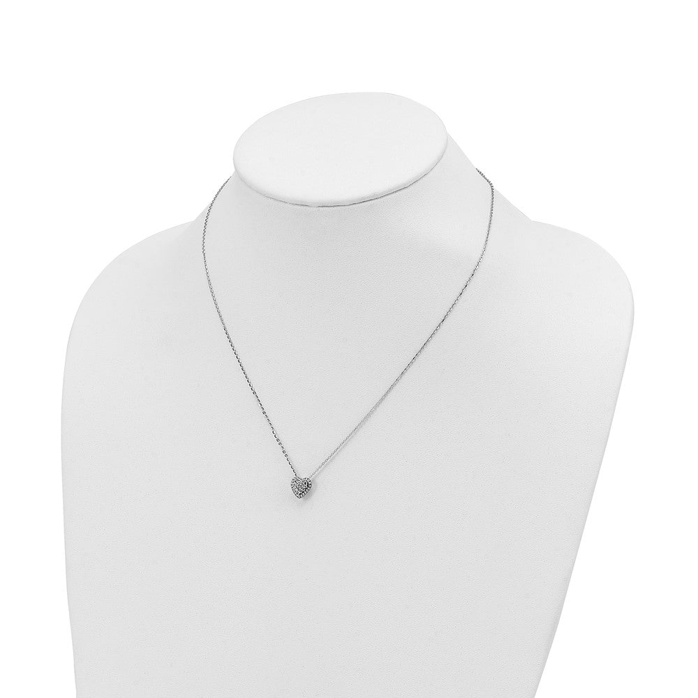 14K Weißgold Diamantiert Herz Anhänger Halskette