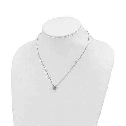 14K Weißgold Diamantiert Herz Anhänger Halskette