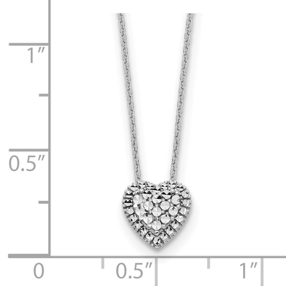 14K Weißgold Diamantiert Herz Anhänger Halskette