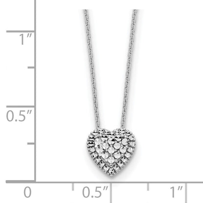 14K Weißgold Diamantiert Herz Anhänger Halskette