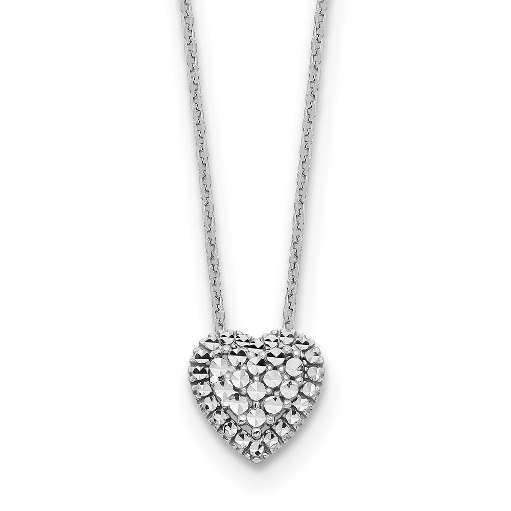14K Weißgold Diamantiert Herz Anhänger Halskette