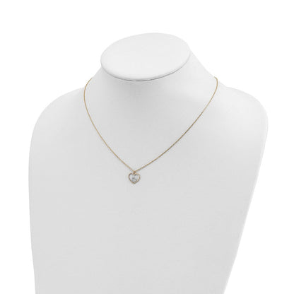 14K Gelb & Rhodium mit Rhodium Herz in Halskette