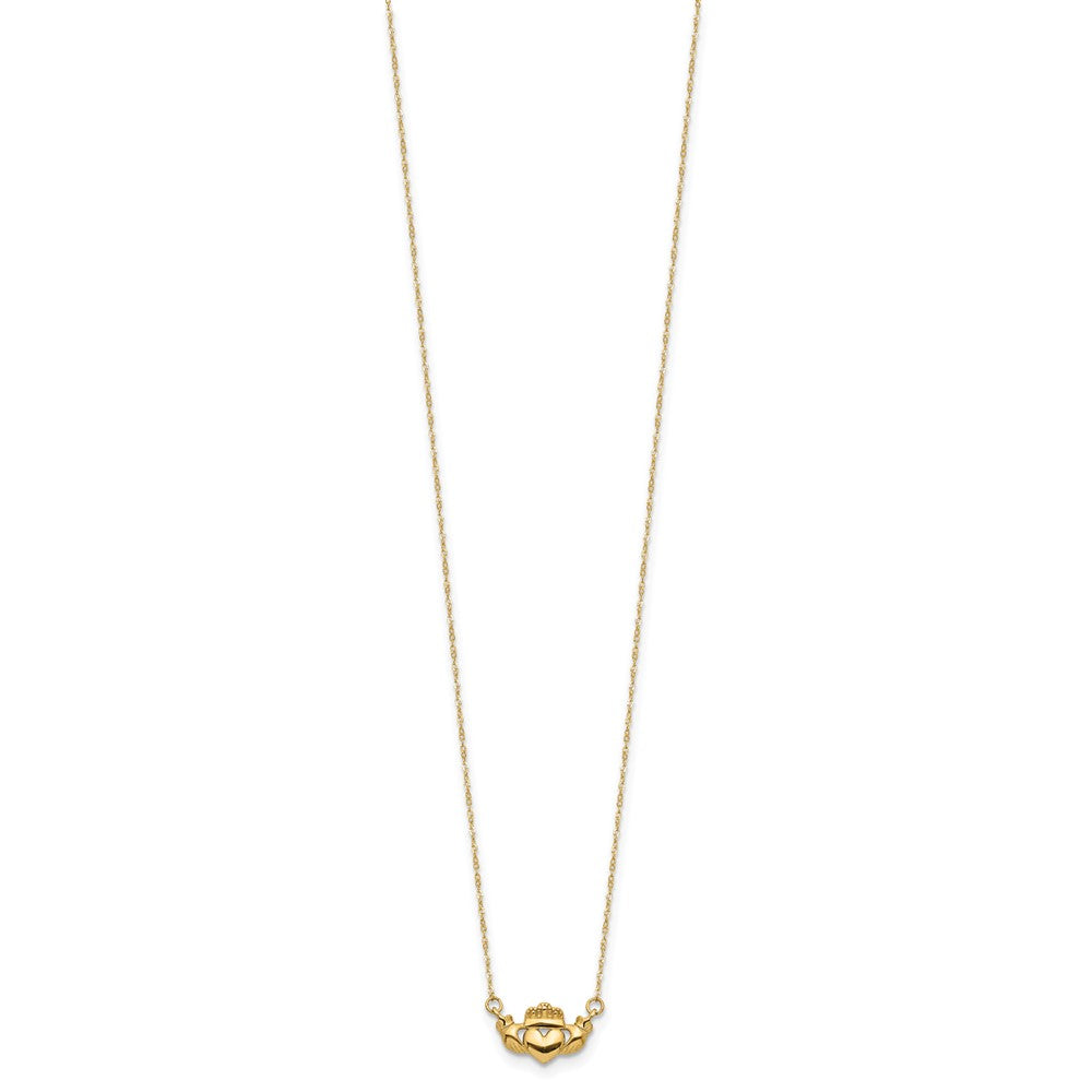 14K Gelbgold Poliert Claddagh 17 Zoll Halskette