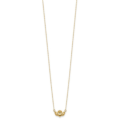 14K Gelbgold Poliert Claddagh 17 Zoll Halskette