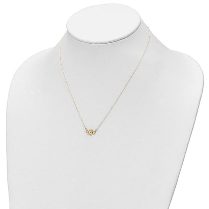14K Gelbgold Poliert Claddagh 17 Zoll Halskette