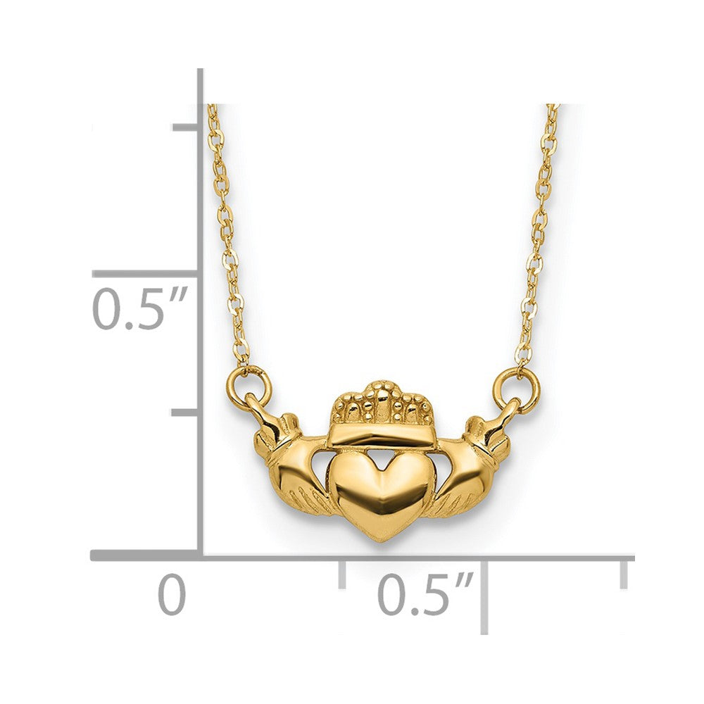 14K Gelbgold Poliert Claddagh 17 Zoll Halskette