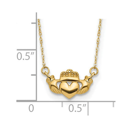14K Gelbgold Poliert Claddagh 17 Zoll Halskette