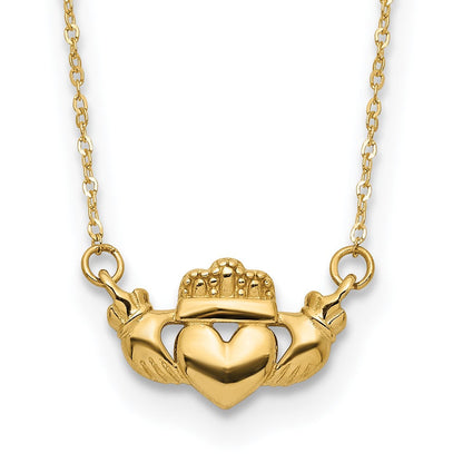 14K Gelbgold Poliert Claddagh 17 Zoll Halskette
