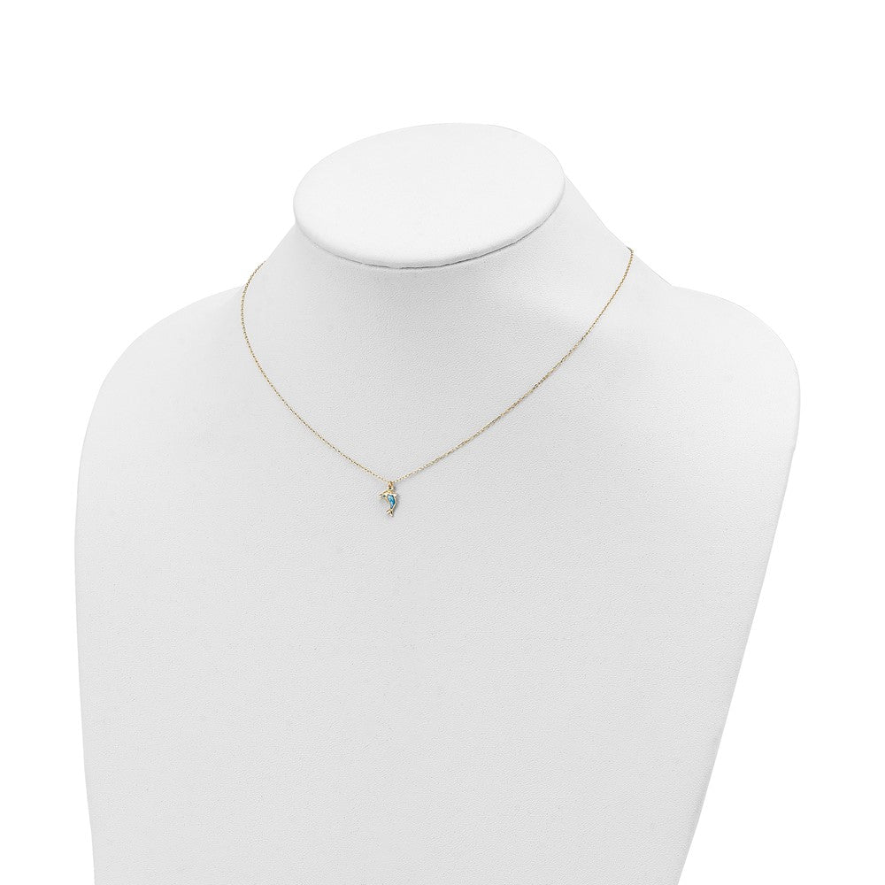 14K Gelbgold Poliert Emailliert Delfin 16.5 Zoll Halskette