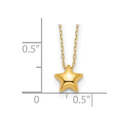 14K Gelbgold Poliert Gewölbt Stern 16.5 Zoll Halskette