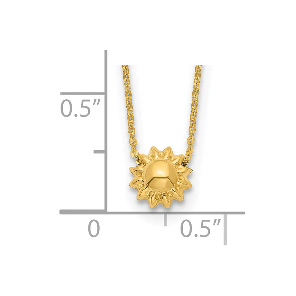 14K Gelbgold Poliert Gewölbt Sonne 16.5 Zoll Halskette