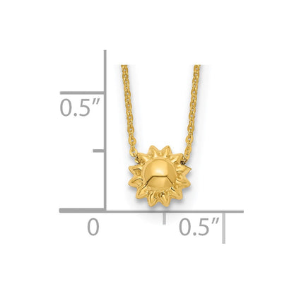 14K Gelbgold Poliert Gewölbt Sonne 16.5 Zoll Halskette