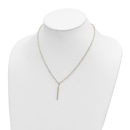 14K Gelbgold Poliert Oval Glieder Diamantiert Stab Halskette